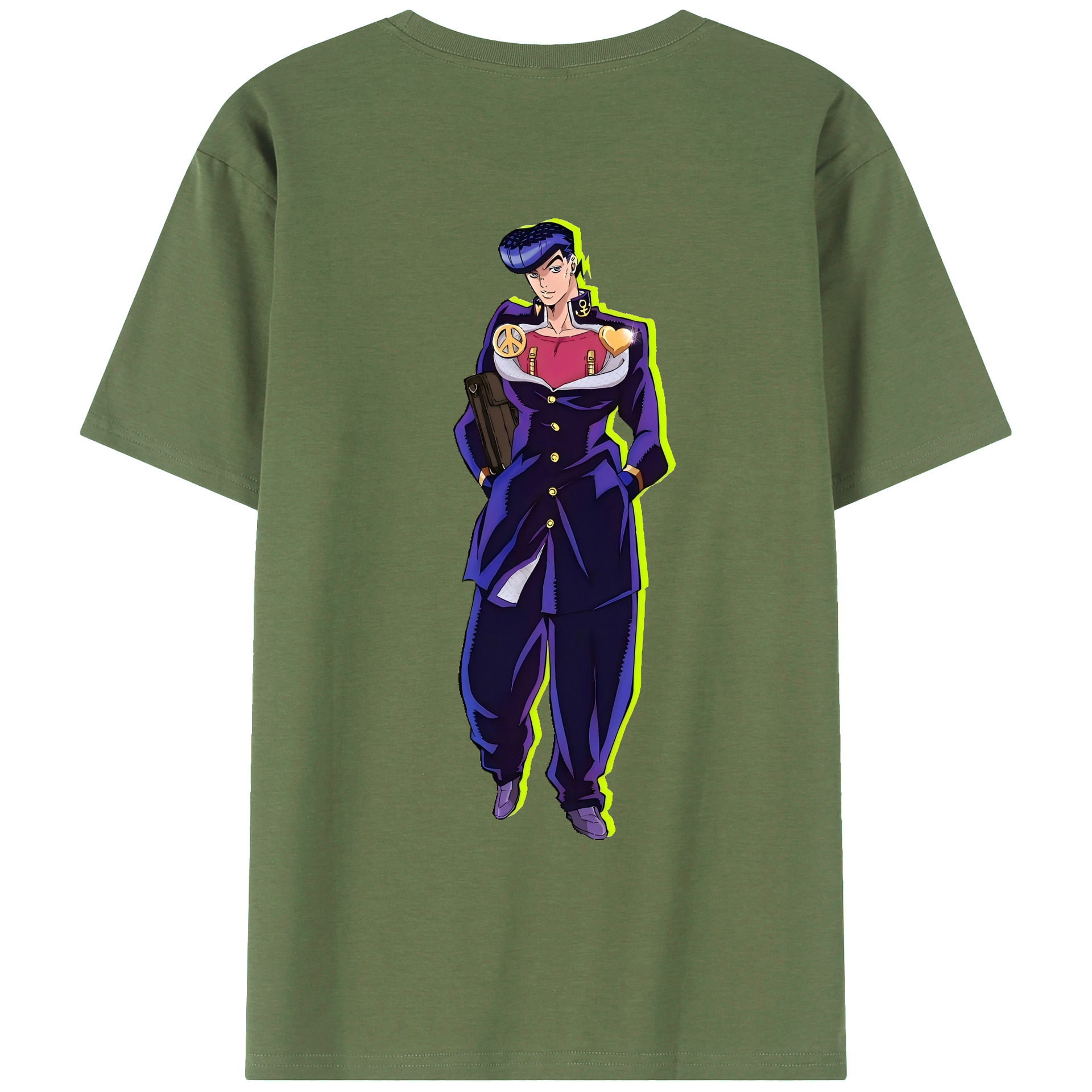 （画像用） ジョジョの奇妙な冒険 ひがしかた じょうすけ JoJo's Bizarre Adventure Higashikata Josuke 綿100％ メンズ半袖Tシャツ（バックプリント） 通気性